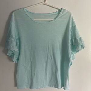 a.n.a Light Blue Flutter Sleeve T-Shirt in small 19” Pitt to Pitt